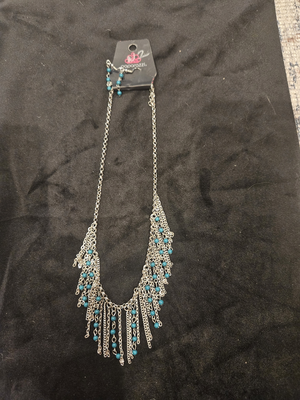 Paparazzi Silver-Tone Teal Fringe Necklace